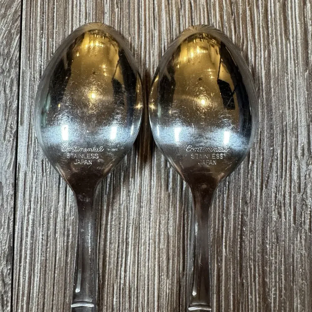 Continental Silver CSS9 Flat Bamboo Handle Glossy Flatware Japan Iced Tea Spoons